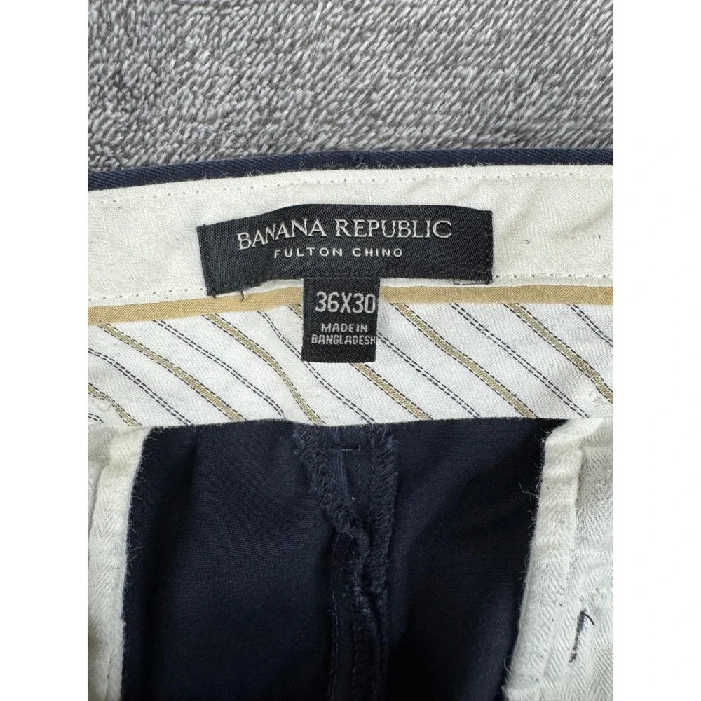 Banana Republic Chino Mens 36x30 Navy Fulton Tailoring+ Rapid Movement Stretch